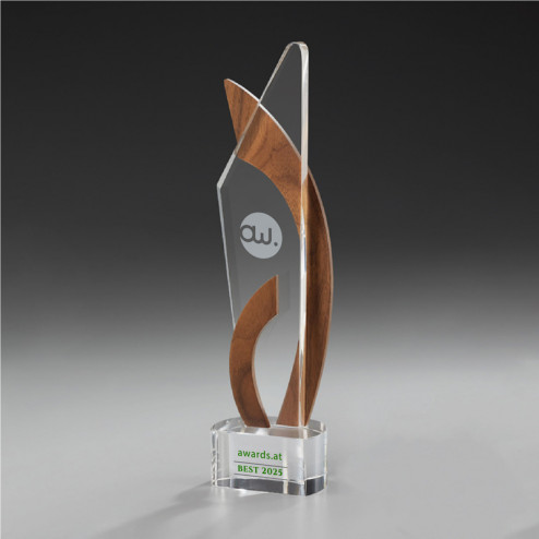 Together Award aus Holz und Glas