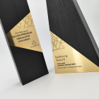 Flex Cubex Wood Award mit Gold-Emblem - Detailansicht - Awards