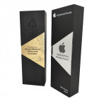 Flex Cubex Wood Award mit Silber- und Gold-Emblem - graviert und farblich passend bedruckt - Awards
