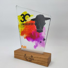 Holz Glas Award Success mit Druck am Glaselement und Gravur am Sockel - Awards