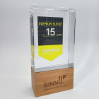Holz-Display  Award- mit Gravur am Holzsockel und Digitaldruck am Glasoberteil - Awards