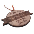 Holz Medaille Windbaum Seitenansicht mit Gravurbeispiel - ebets - awards