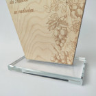Holz Trophäe Natural Glass Detailansicht Verklebung mit Glassockel - Awards