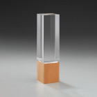 Light Cubex Award aus Glas mit Holzsockel mit Gravur oder Druck - 59908 - Awards