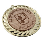 Medaille Leon Beispiel Bezirkssieger Feuerwehr mit Holz Emblem - ebets - awards