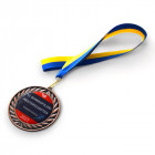 Medaille Leon mit personalisiertem Doming und zweifärbigem Band - ebets - awards