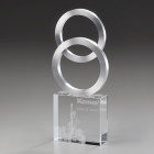 Merger Award mit Glassockel und zwei Aluminiumringen mit Gravur - 79007 - Awards