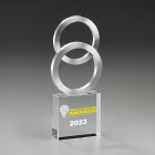 Merger Award mit Glassockel und zwei Aluminiumringen mit UV-Druck - 79007 - Awards