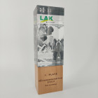 Wood-Base Award kombiniert Kristallglas mit Holzsockel und individuellem Digitaldruck LAK - Awards