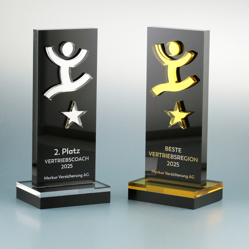 Sonderanfertigung für MERKUR Versicherung aus Acrylglas mit UV Druck