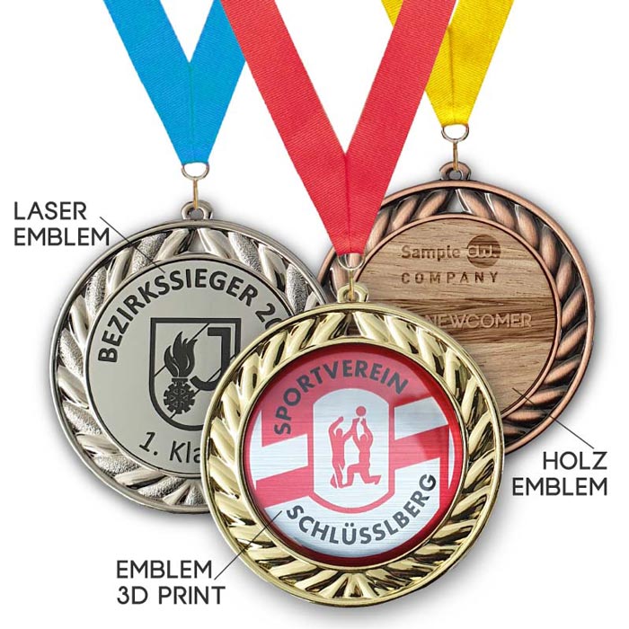Medaille Leon - wahlweise mit Emblem aus Holz, 3D-Doming oder Laseremblem