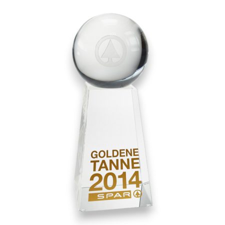 Glas Award mit Goldfolie & 3D-Gravur