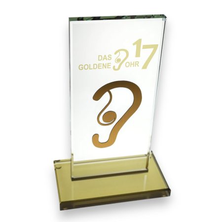 Glas Award mit geplotteter Metallfolie & Druck