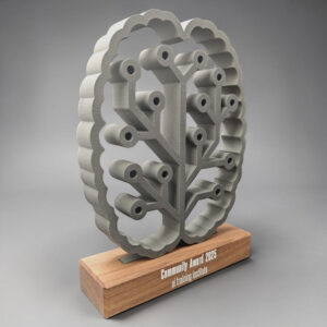 Firmenlogo Icon Community Award im 3D Druck - seitliche Ansicht - Made by ebets - awards.at