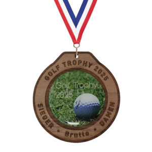 Holz Medaille 3D Wood - Beispiel Golf-Trophy Damen - Made by ebets - Awards.at