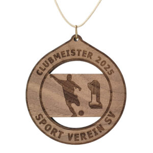 Holz Medaille Blickfang mit Leinenkordel - Made by ebets - Awards.at