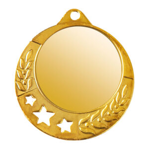 Metall Medaille Laurelstr mit ausgestanztem Sternenmuster in Gold - awards