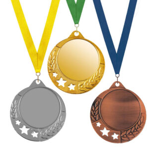 Metall Medaille Laurelstr mit ausgestanztem Sternenmuster in 3 Farben - awards