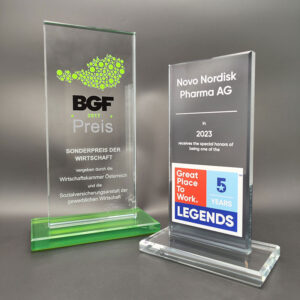 Trophy Champion Glasaward mit Gravur und Druck - Made by ebets